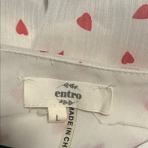 Entro Heart Print White Blouse with Balloon Sleeves - Picture 5 of 5